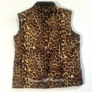Reversible Leopard & Black Western Rodeo Cowgirl Tuff Quilted Vest Women’s Small